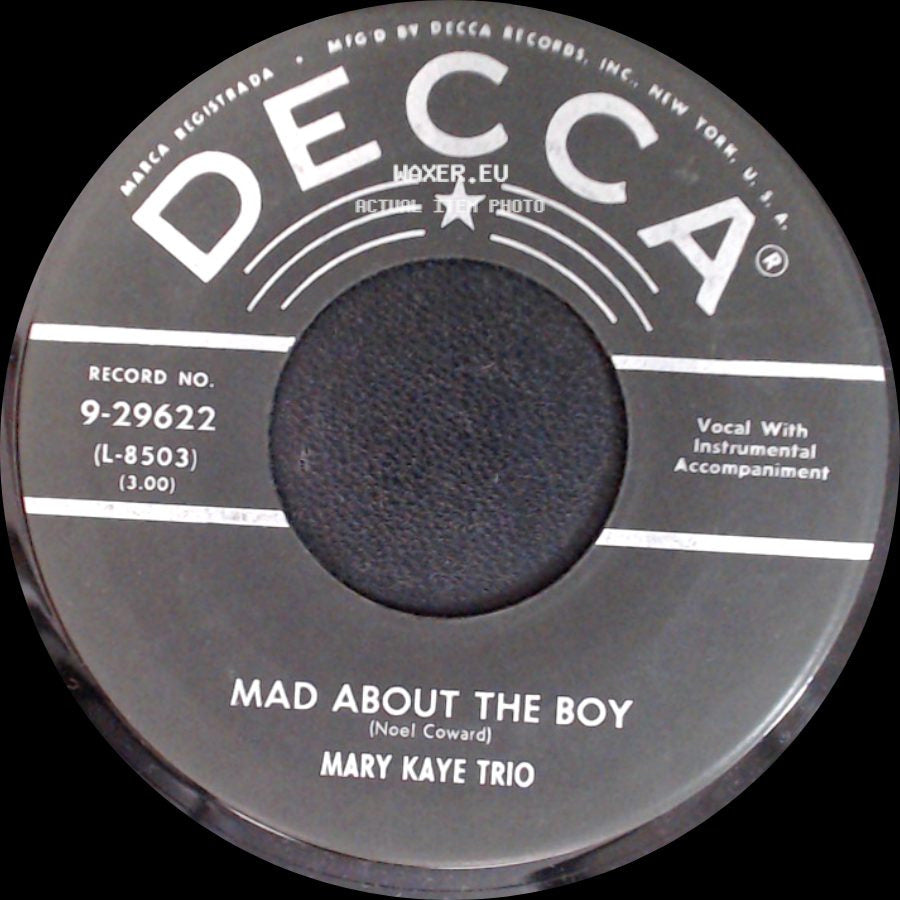 Mary Kaye Trio - My Funny Valentine / Mad About The Boy side B
