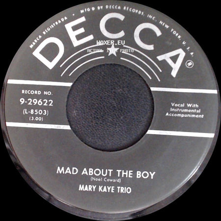 Mary Kaye Trio - My Funny Valentine / Mad About The Boy side B