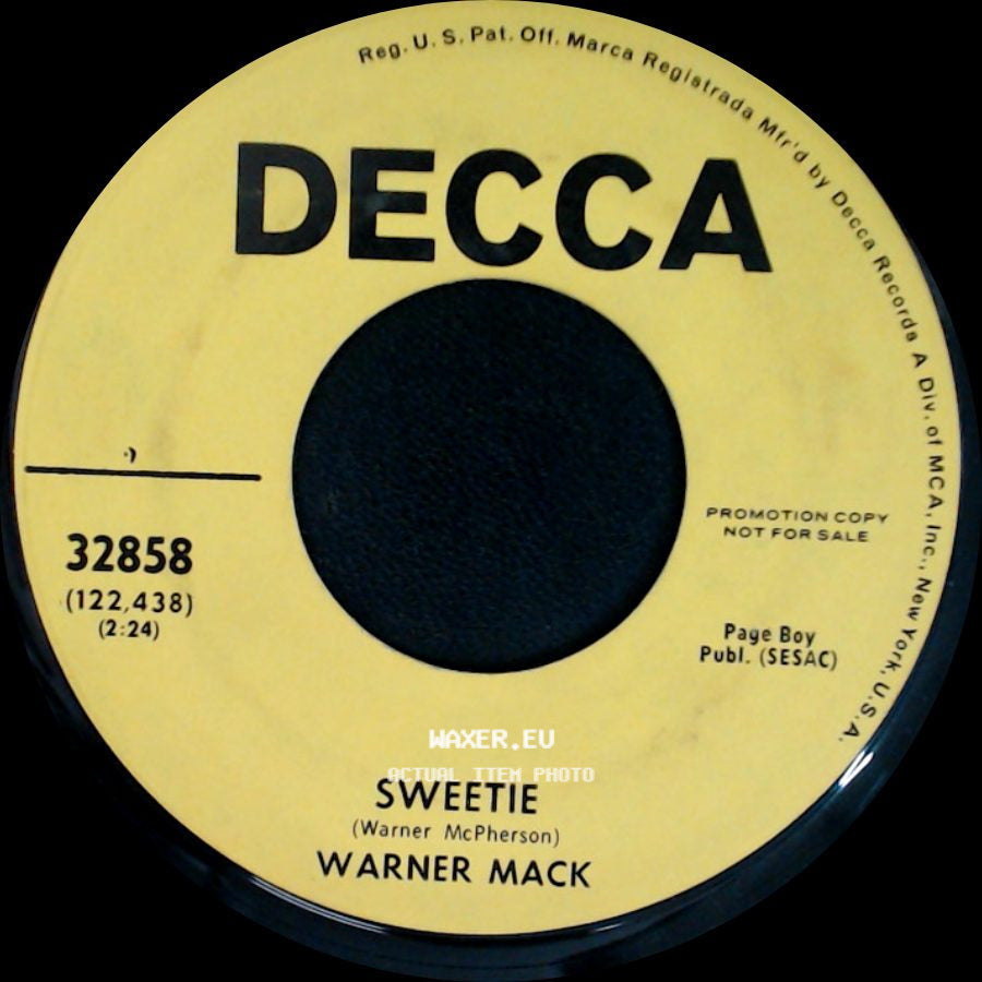 Warner Mack - Sweetie / I Wanna Be Loved Completely side A