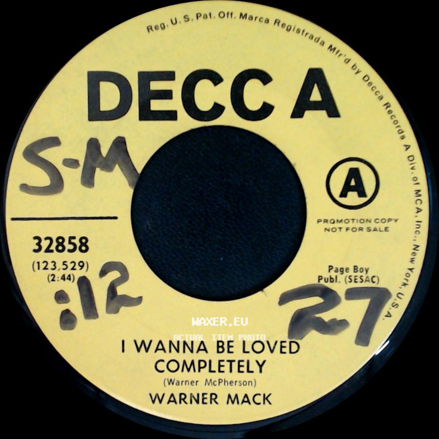 Warner Mack - Sweetie / I Wanna Be Loved Completely side B