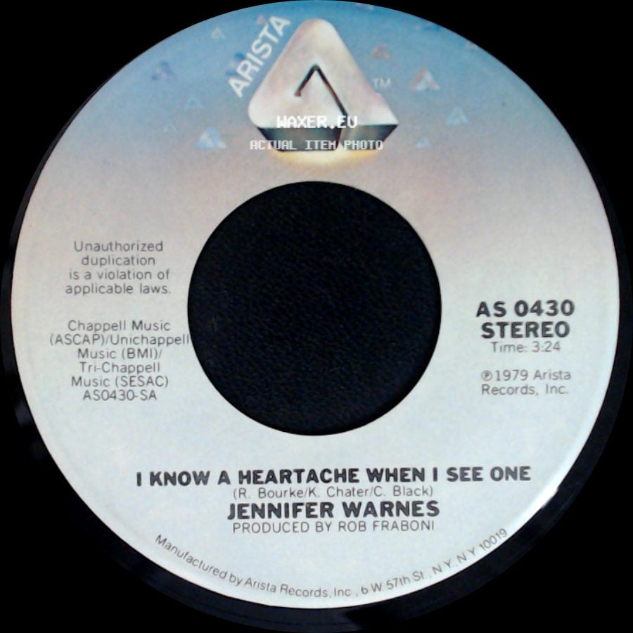 Jennifer Warnes - Frankie In The Rain / I Know A Heartache When I See One side B