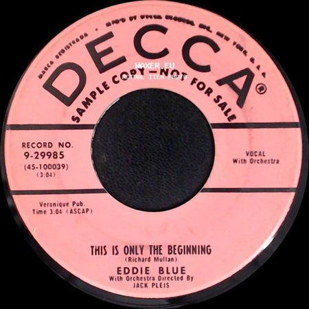 Eddie Blue - You Are My First Love / This Is Only The Beginning side B