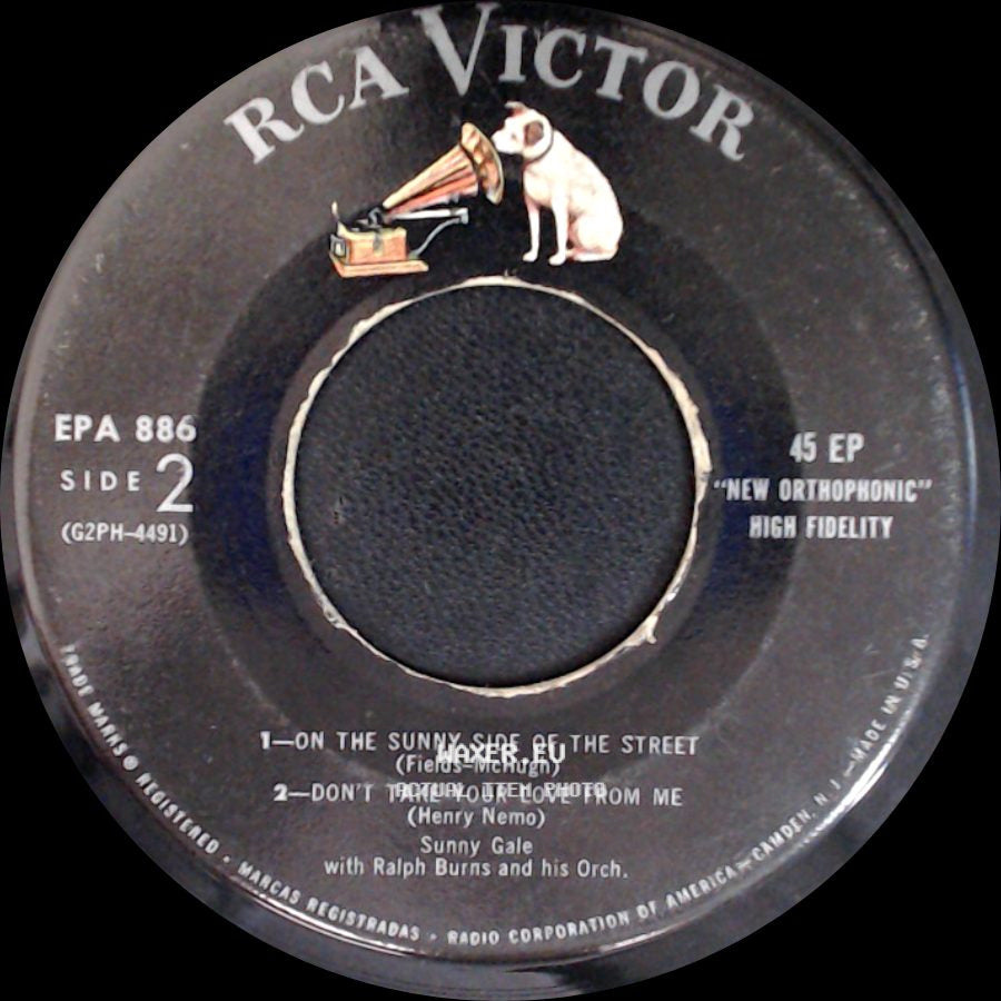 Sunny Gale With Ralph Burns And His Orch. - I Can't Believe That You're In Love With Me / Mad About The Boy / 1 - On The Sunny Side Of The Street / 2 - Don't Take Your Love From Me side B