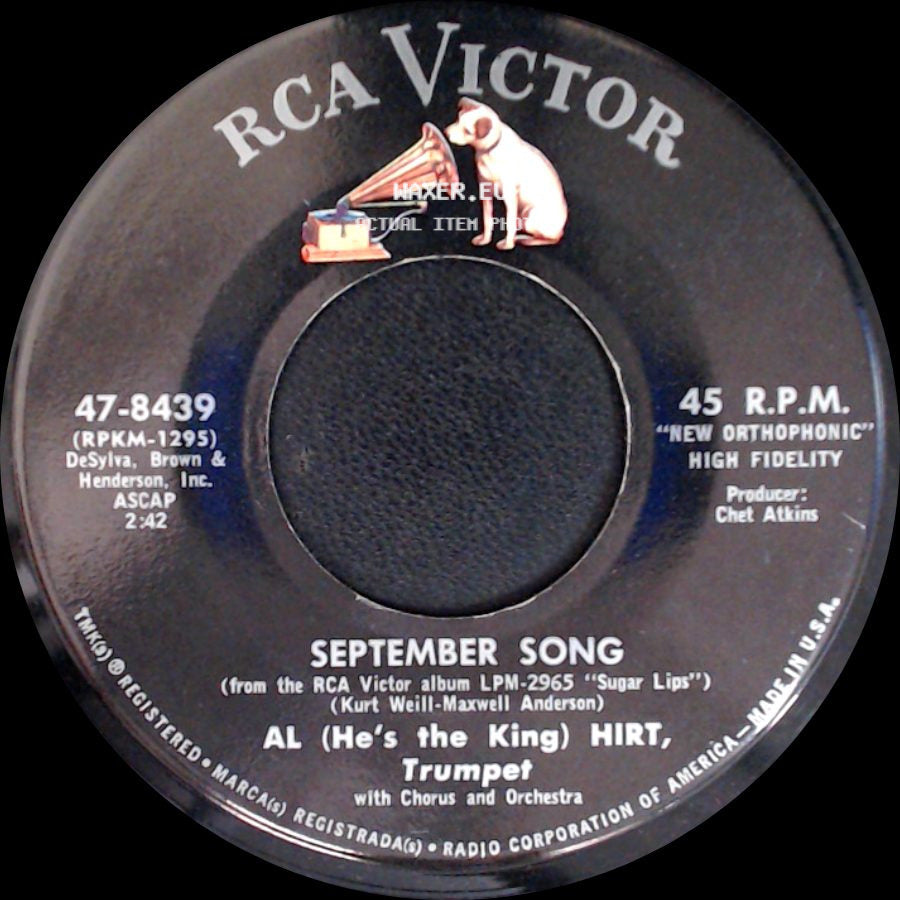 Al (He's The King) Hirt - Up Above My Head (I Hear Music In The Air) / September Song side B