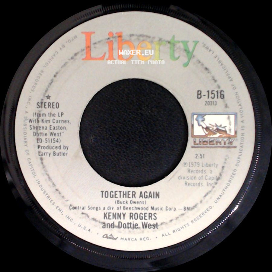 Kenny Rogers And Dottie West - Together Again / Baby I'm A Want You side A