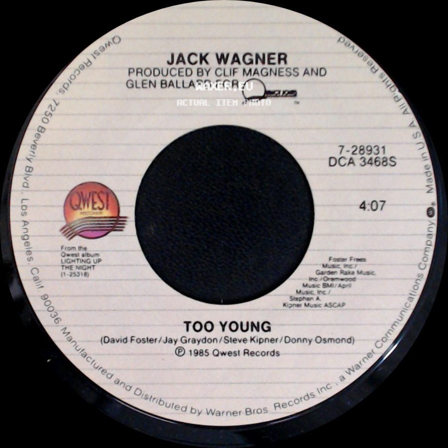 Jack Wagner - Too Young / Remember Me Laughing side A