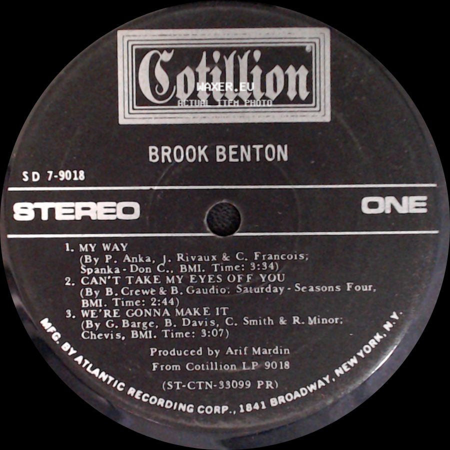 Brook Benton - Unknown Title A / Unknown Title B side B