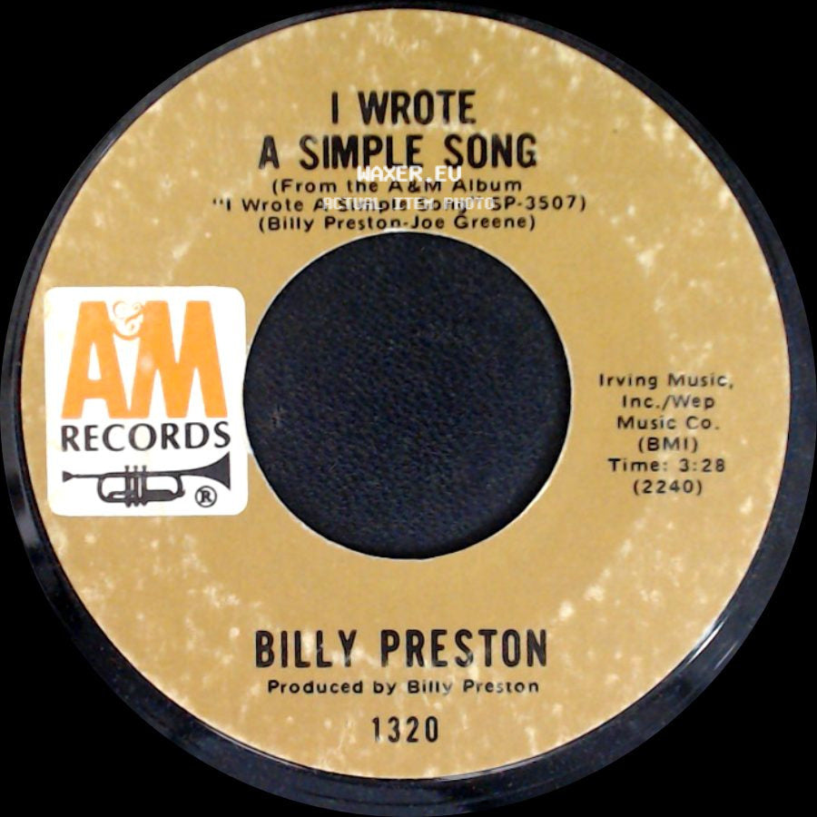Billy Preston - Outa-Space / I Wrote A Simple Song side B