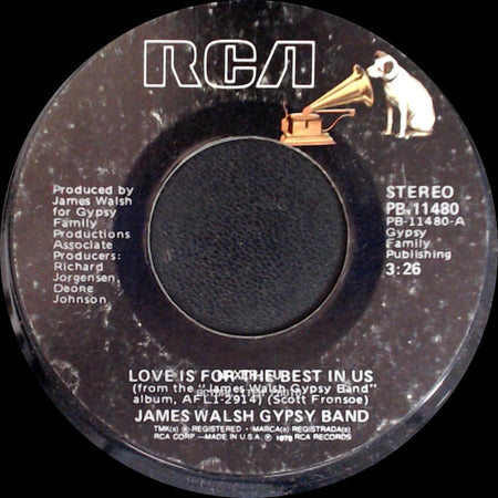 James Walsh Gypsy Band - Don't Look Back / Love Is For The Best In Us side B