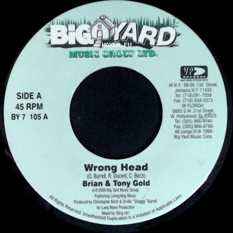 Brian & Tony Gold - Wrong Head / Version side A