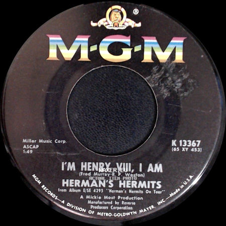 Herman's Hermits - I'm Henry Viii, I Am / I'm Henry Viii, I Am side B