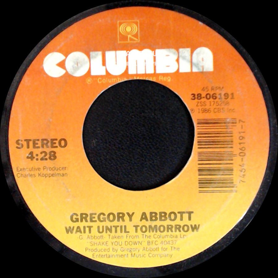 Gregory Abbott - Shake You Down / Wait Until Tomorrow side B