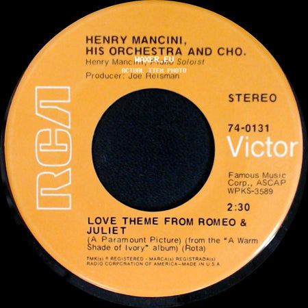 Henry Mancini, His Orchestra And Cho. / Henry Mancini And His Orchestra - Love Theme From Romeo & Juliet / The Windmills Of Your Mind side A