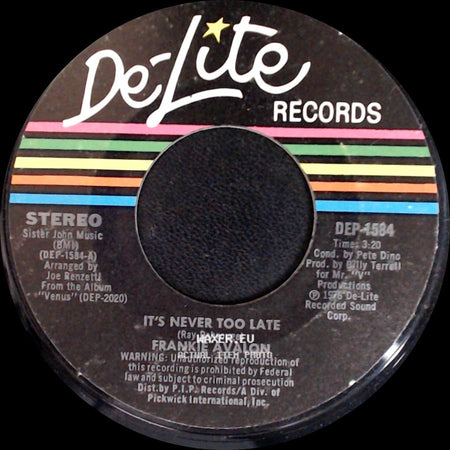 Frankie Avalon - It's Never Too Late / Where I Leave Off (And You Begin) side A