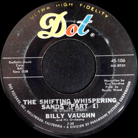 Billy Vaughn And His Orchestra - The Shifting Whispering Sands (Part 1) / The Shifting Whispering Sands (Part 2) side A