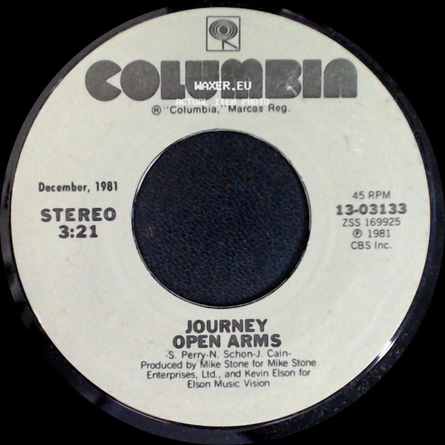 Journey - Open Arms / The Party's Over (Hopelessly In Love) side A