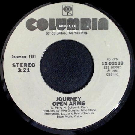 Journey - Open Arms / The Party's Over (Hopelessly In Love) side A