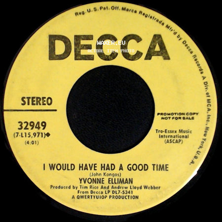 Yvonne Elliman - I Would Have Had A Good Time / Can't Find My Way Home side A