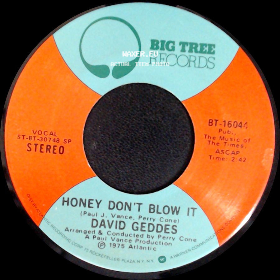 David Geddes - Run Joey Run / Honey Don't Blow It side B