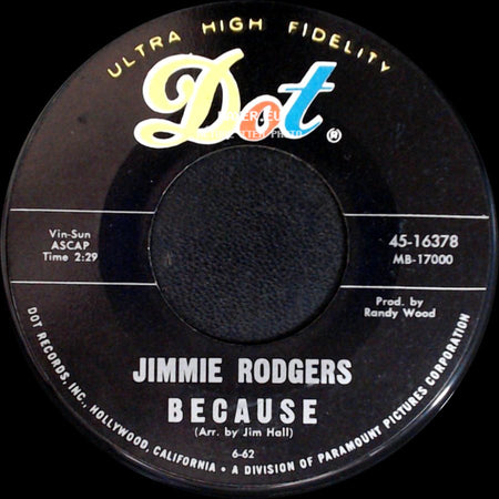 Jimmie Rodgers - Because / No One Will Ever Know side A