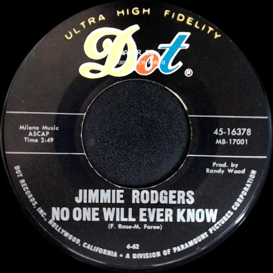 Jimmie Rodgers - Because / No One Will Ever Know side B