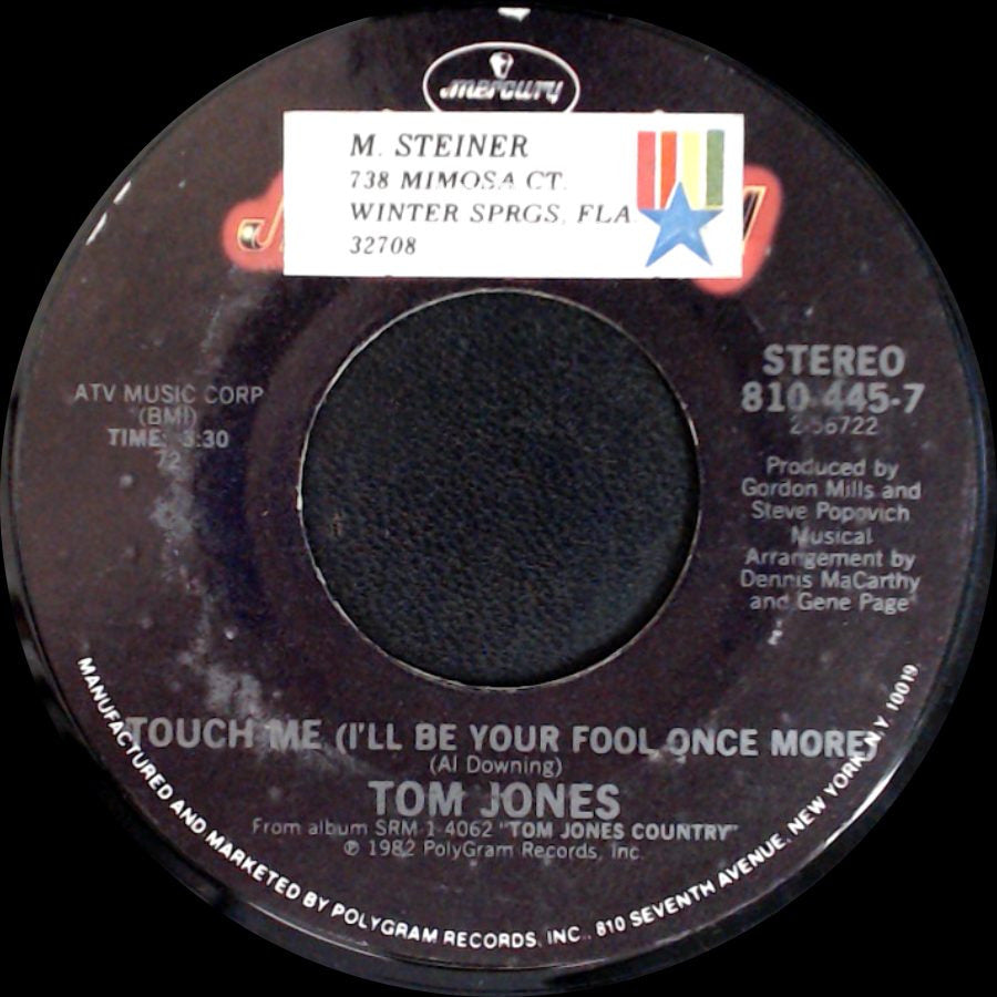 Tom Jones - We're Wasting Our Time / Touch Me (I'll Be Your Fool Once More) side B