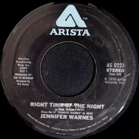 Jennifer Warnes - Right Time Of The Night / Daddy Don't Go side A