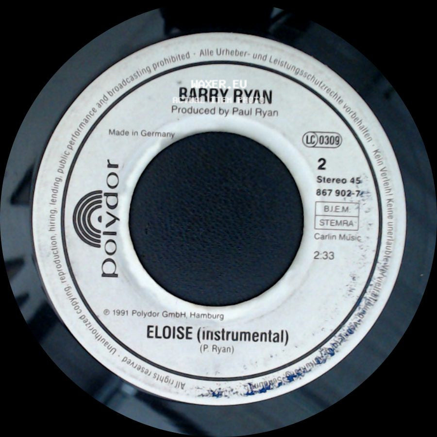 Barry Ryan - Eloise (Instrumental) / Eloise side A