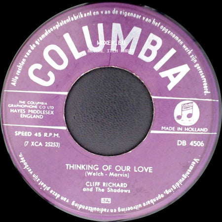 Cliff Richard And The Shadows - Thinking Of Our Love / Nine Times Out Of Ten side A