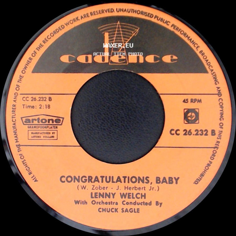 Lenny Welch - Ebb Tide / Congratulations, Baby side B