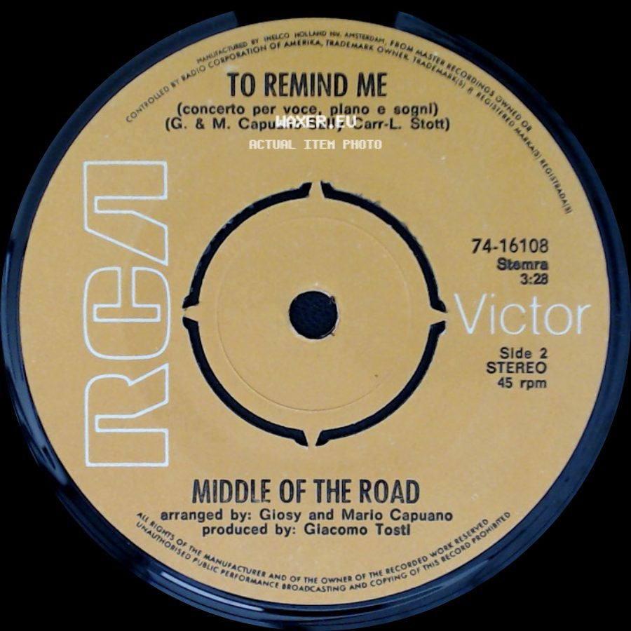 Middle Of The Road - Soley Soley / To Remind Me side B