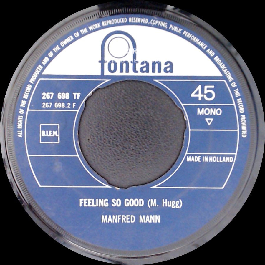 Manfred Mann - Feeling So Good (M. Hugg) / Ha! Ha! Said The Clown (T. Hazzard) side A