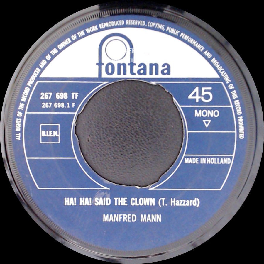 Manfred Mann - Feeling So Good (M. Hugg) / Ha! Ha! Said The Clown (T. Hazzard) side B