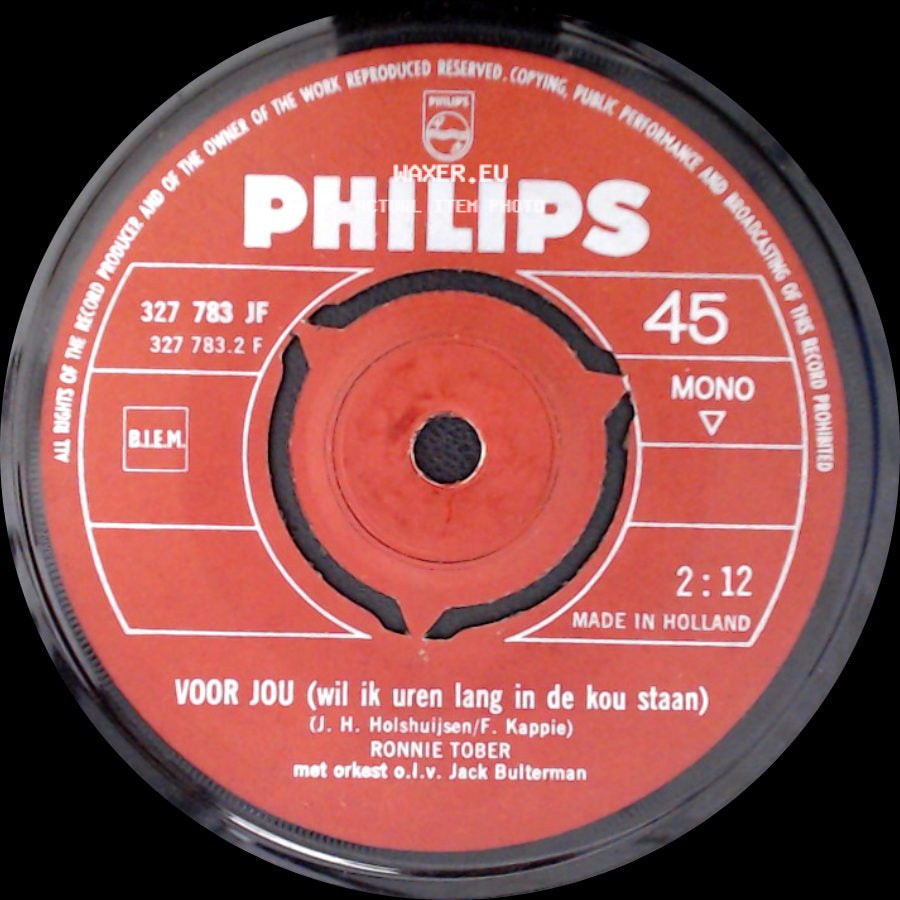 Ronnie Tober - Voor Jou (Wil Ik Uren Lang In De Kou Staan) / Iedere Avond (Twilight Time) side A