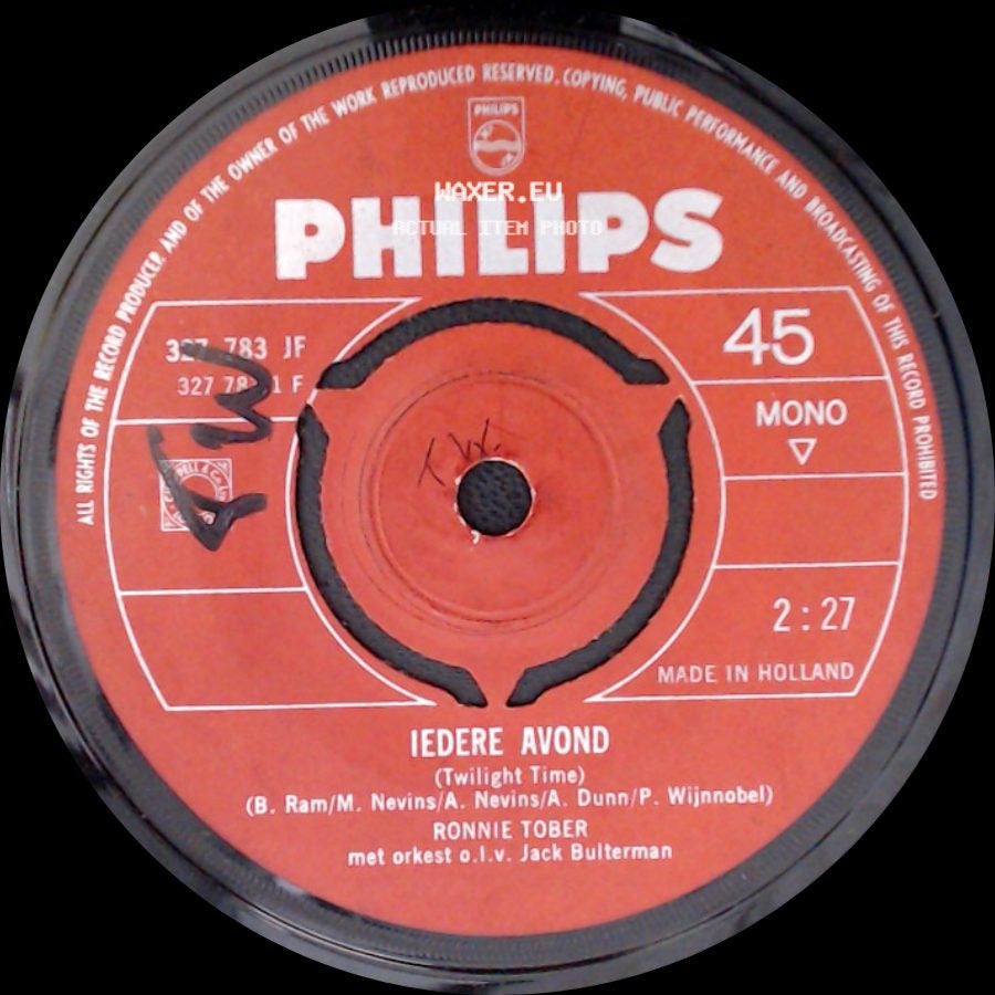 Ronnie Tober - Voor Jou (Wil Ik Uren Lang In De Kou Staan) / Iedere Avond (Twilight Time) side B