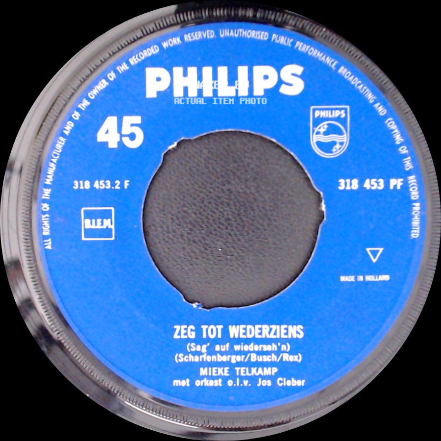 Mieke Telkamp - Nooit Op Zondag / Zeg Tot Wederziens side B