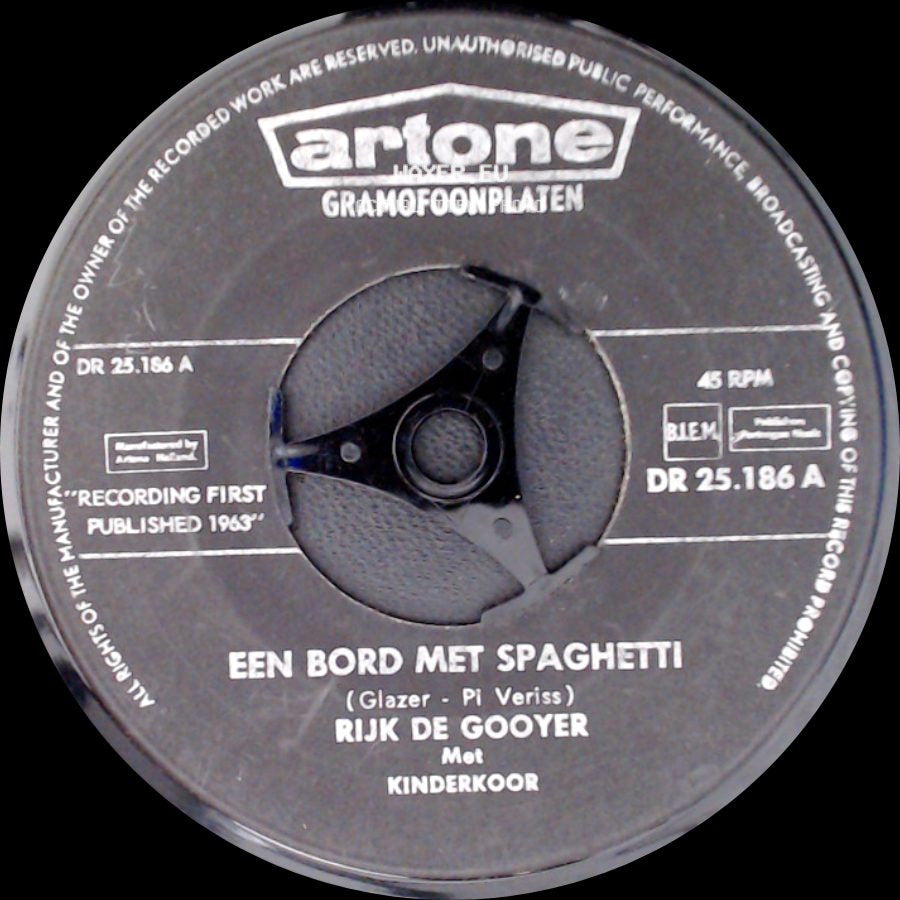 Kinderkoor "De Amsterdamse Zwaantjes" / Rijk De Gooyer - We Gaan Naar Artis / Een Bord Met Spaghetti side B