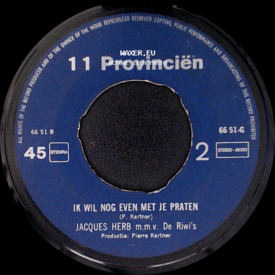 Jacques Herb M.M.V. De Riwi's - Ik Wil Nog Even Met Je Praten / Manuela side A