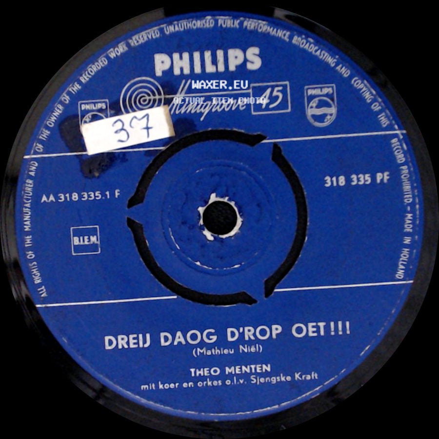 Theo Menten - De Tempeleerswals / Dreij Daog D'rop Oet!!! side B