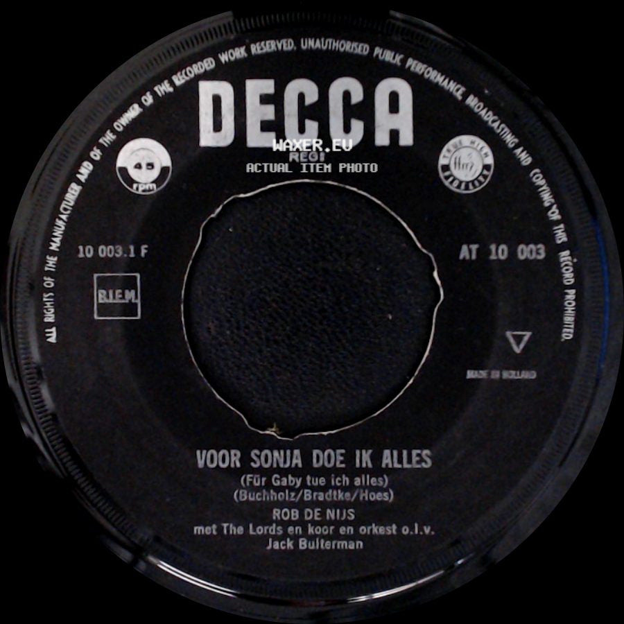 Rob De Nijs - Voor Sonja Doe Ik Alles / Ritme Van De Regen side A