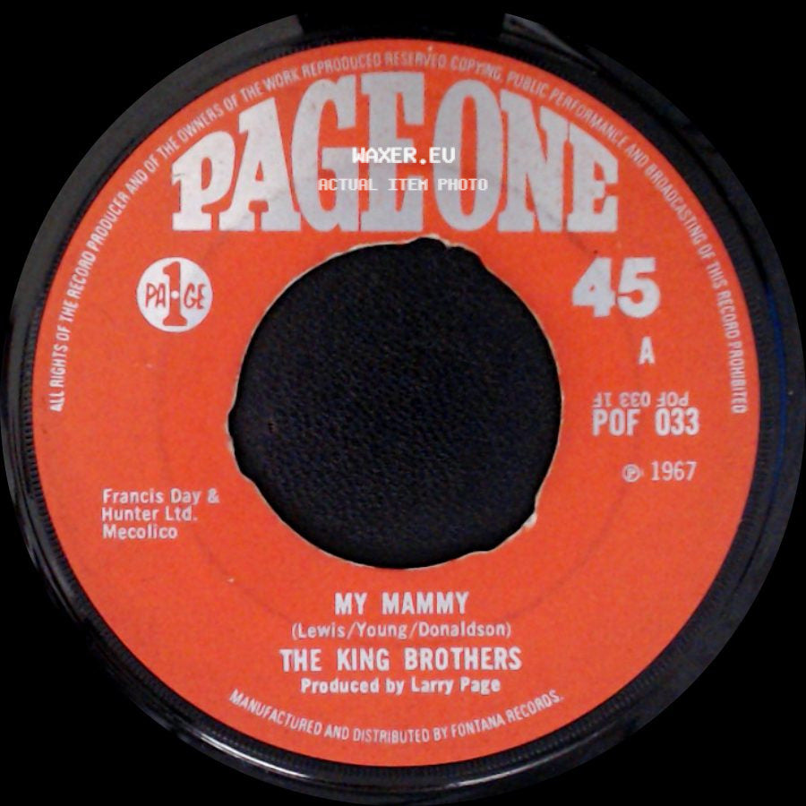 The King Brothers - My Mammy / Some Of These Days side A
