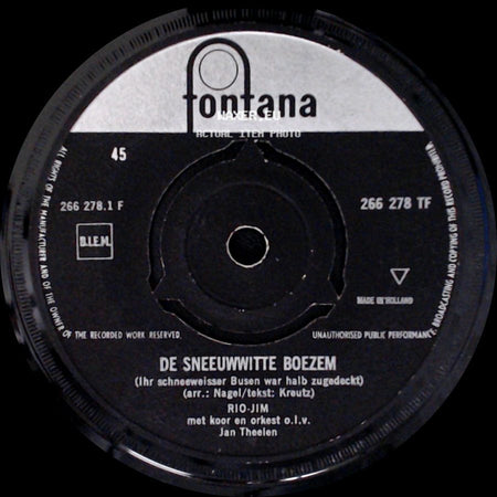 Rio-Jim En Laila Met Orkest O.L.V. Jan Theelen / Rio-Jim - In De Taverne D'amore / De Sneeuwwitte Boezem side B