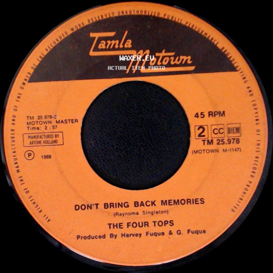 The Four Tops - What Is A Man / Don't Bring Back Memories side B