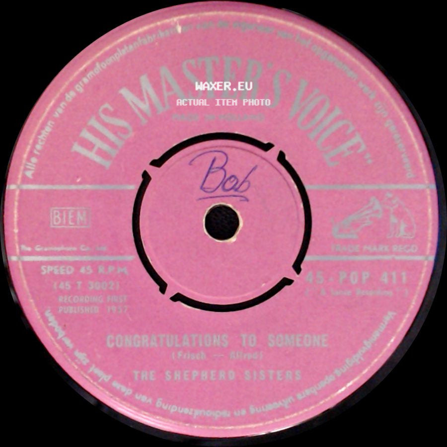The Shepherd Sisters - Alone (Why Must I Be Alone) / Congratulations To Someone side B