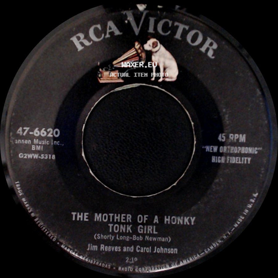 Jim Reeves And Carol Johnson / Jim Reeves - The Mother Of A Honky Tonk Girl / According To My Heart side A
