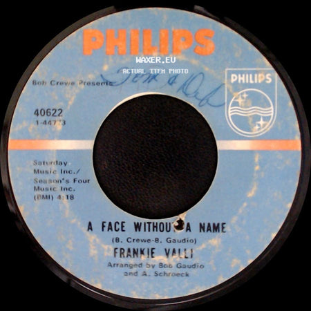 Frankie Valli - A Face Without A Name / The Girl I'll Never Know (Angels Never Fly This Low) side A
