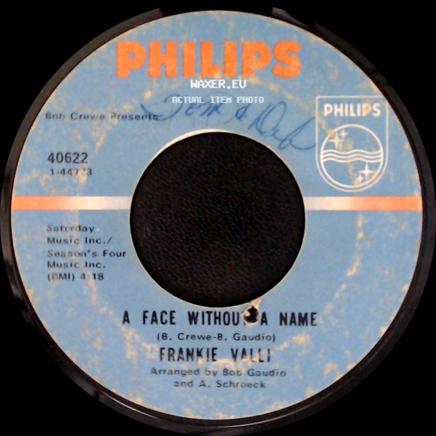 Frankie Valli - A Face Without A Name / The Girl I'll Never Know (Angels Never Fly This Low) side A