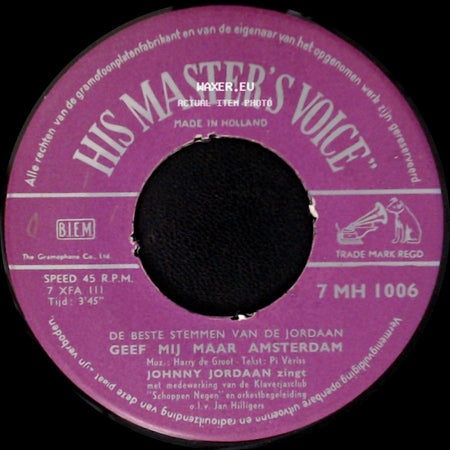 Jordaan Wals / Johnny Jordaan - De Beste Stemmen Van De Jordaan / Geef Mij Maar Amsterdam side B