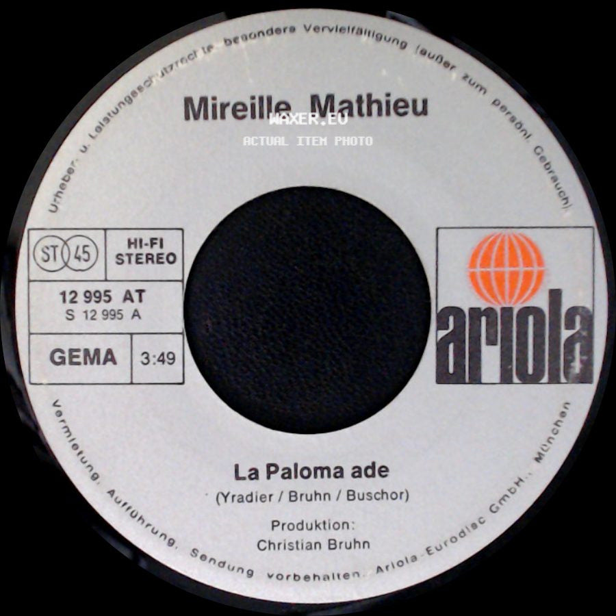 Mireille Mathieu - Mein Letzter Tanz / La Paloma Ade side B
