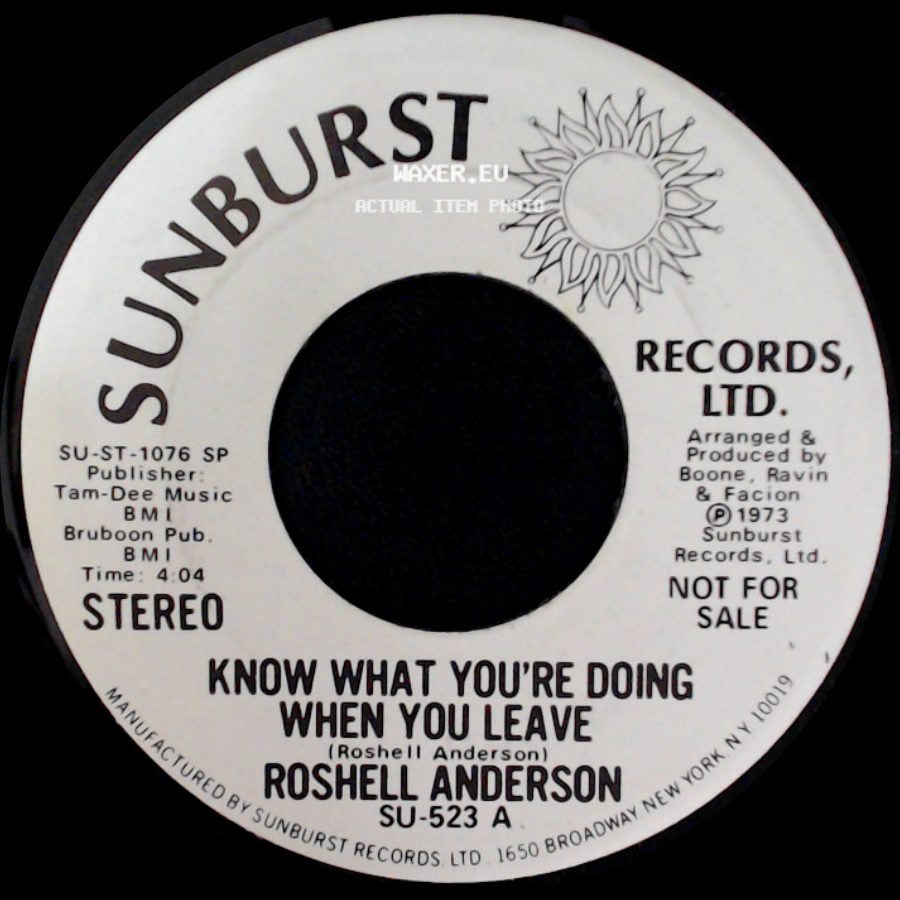 Roshell Anderson - Know What You're Doing When You Leave / Know What You're Doing When You Leave side A